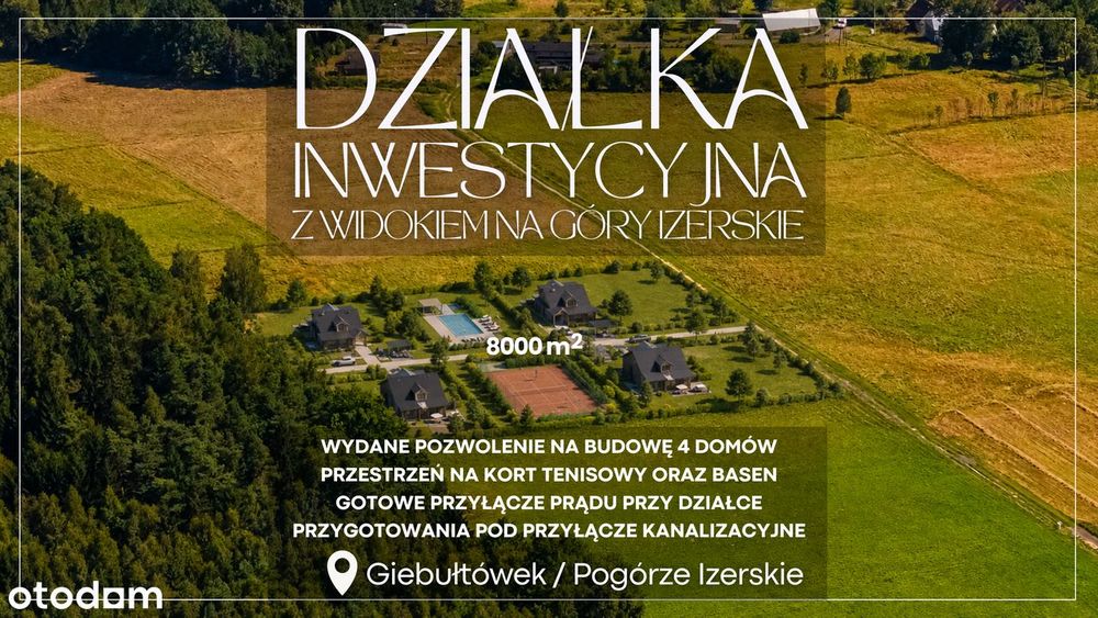 Inwestycyjna działka przy lesie pod cztery domy z widokiem na góry