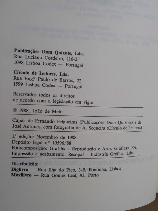 Gente Feliz com Lágrimas de João de Melo - 1ª Edição