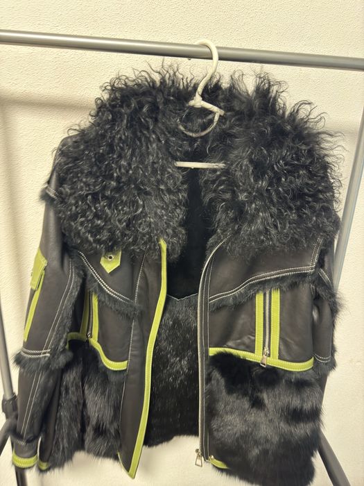 Натур дубленка куртка шкіряна з хутром лами, кролика на ОГ до 117 см