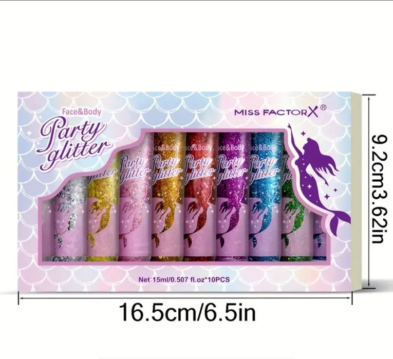 Набір блискіток глітеру 10 шт для боді-арту аквагриму