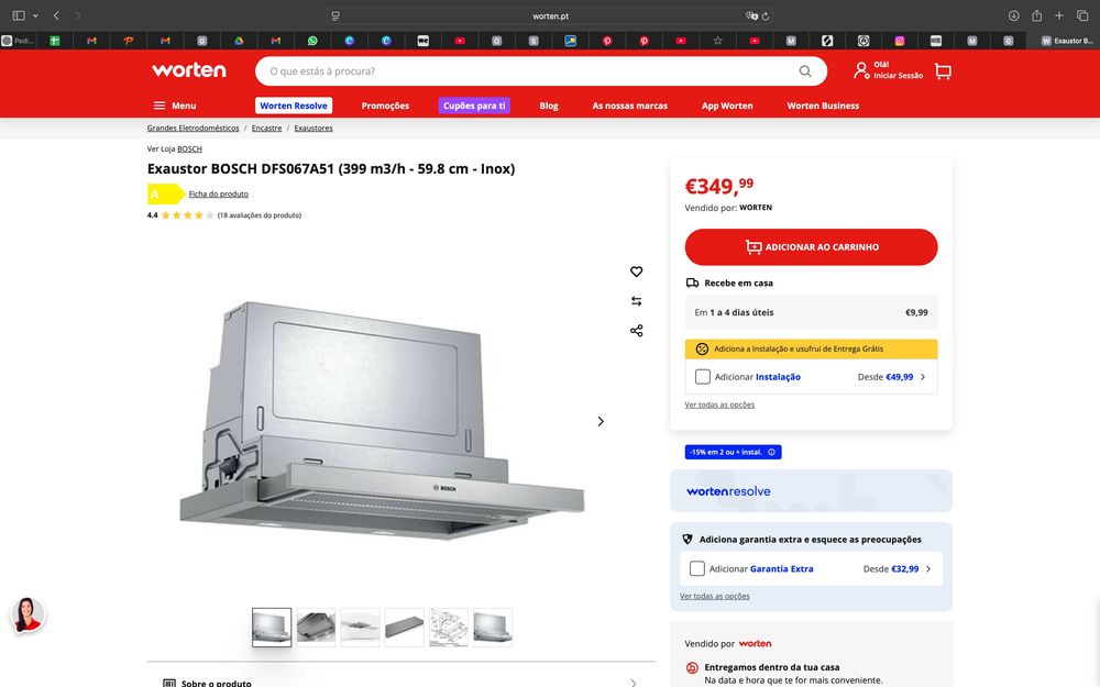 Exaustor BOSCH  (399 m3/h - 59.8 cm - Inox)