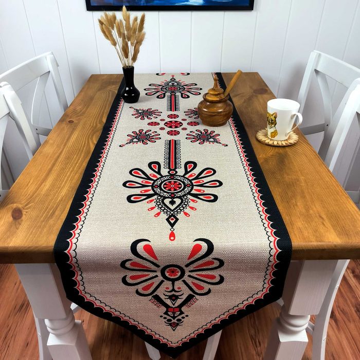 Folkowy Bieżnik na Stół 190x47 cm – Polski Produkt, Laserowy Nadruk