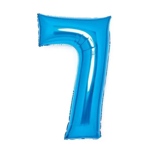 Balon foliowy cyfra 7 niebieska 45x66cm. Nowy Produkt