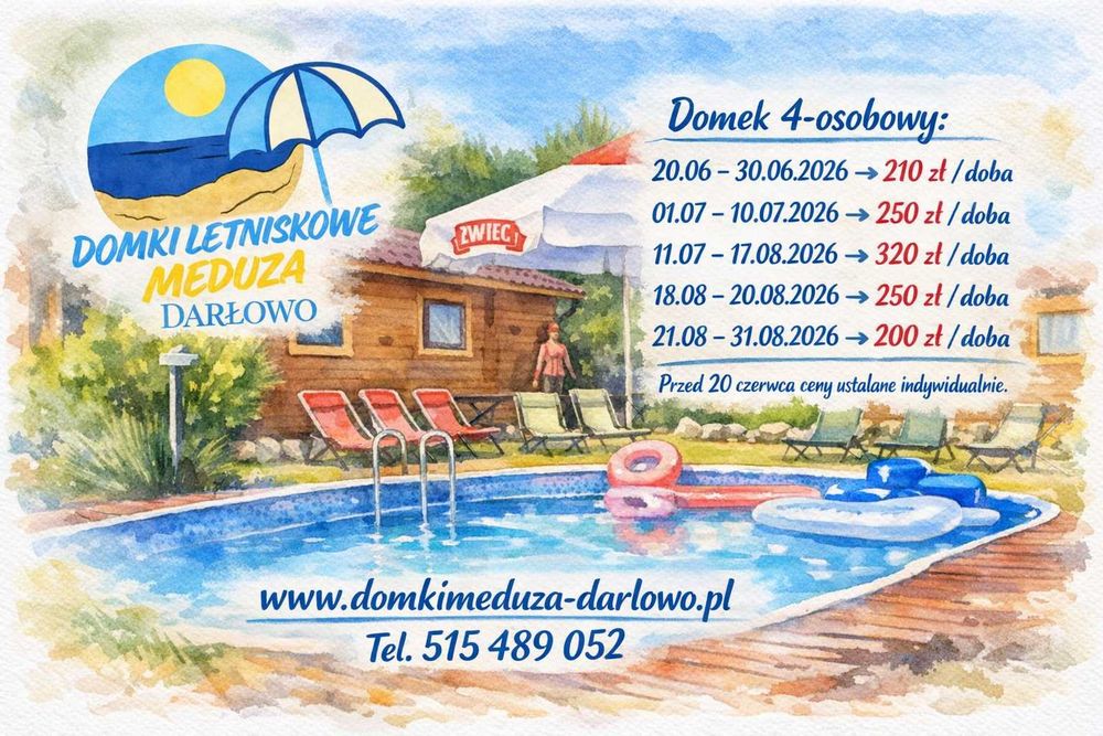Domki nad morzem Darłowo – tanio | basen | meleks | rodzinne wakacje