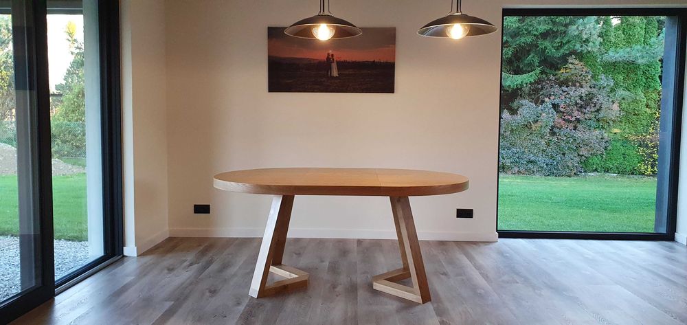 Nowoczesny stół dębowy okrągły rozkładany 2x50cm Loft 1