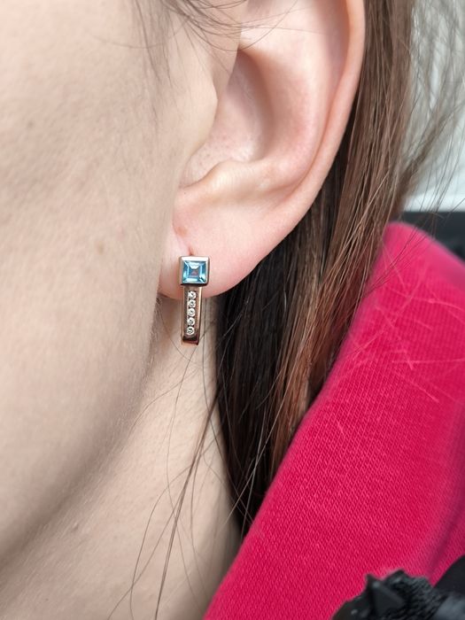 Серьги золотые с Топазом и Бриллиантами (4.36г)