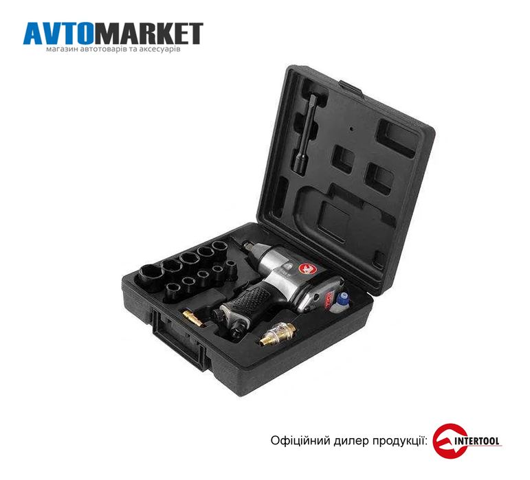 Гайковерт пневматичний (кейс)+набір гол. 17 од. 1/2" INTERTOOL PT-1101