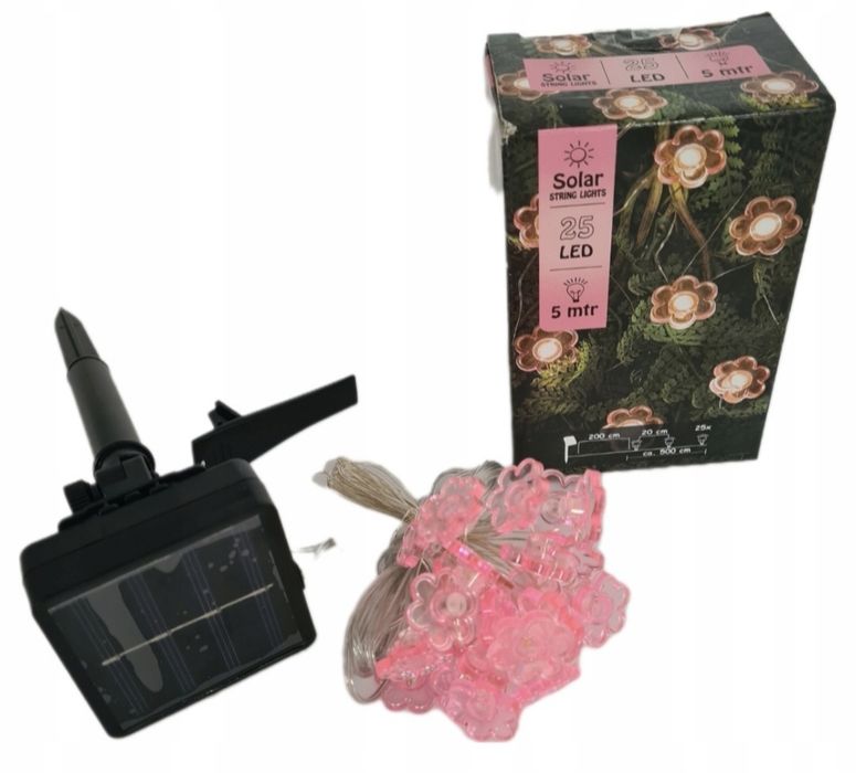 Lampki solarne Kwiaty ogrodowe 25 LED  5M Girlanda