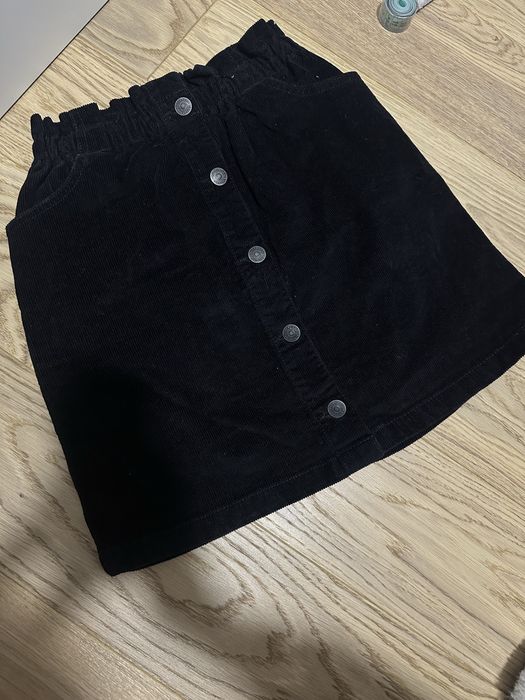 Осіння спідниця міні чорна вельветова, шкіряна