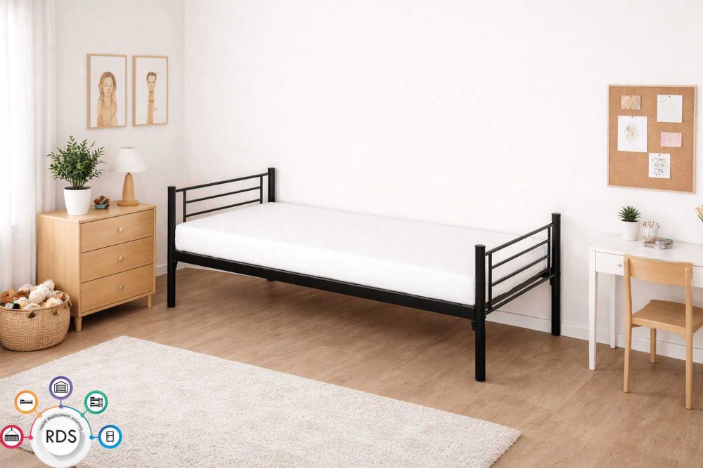 Łóżko metalowe POJEDYNCZE lub PIĘTROWE 2w1 wojskowe pracownicze 200x90