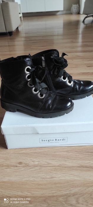 Botki workery  zimowo jesienne r. 38 Sergio Bardi skóra naturalna laki