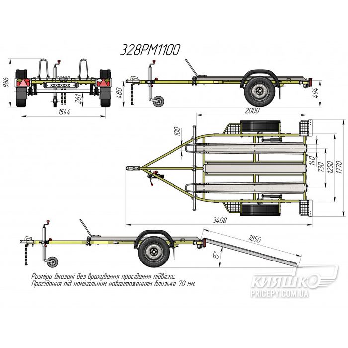 Прокат мото пичепа,мото лавета,причеп для перевезеня мотоцикла Рівне