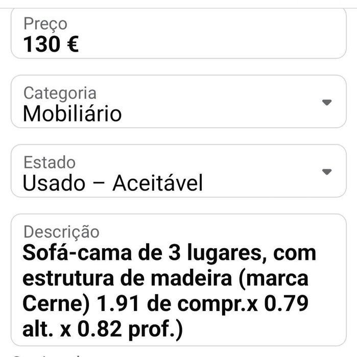 Sofá-cama de 3 lugares (marca Cerne)