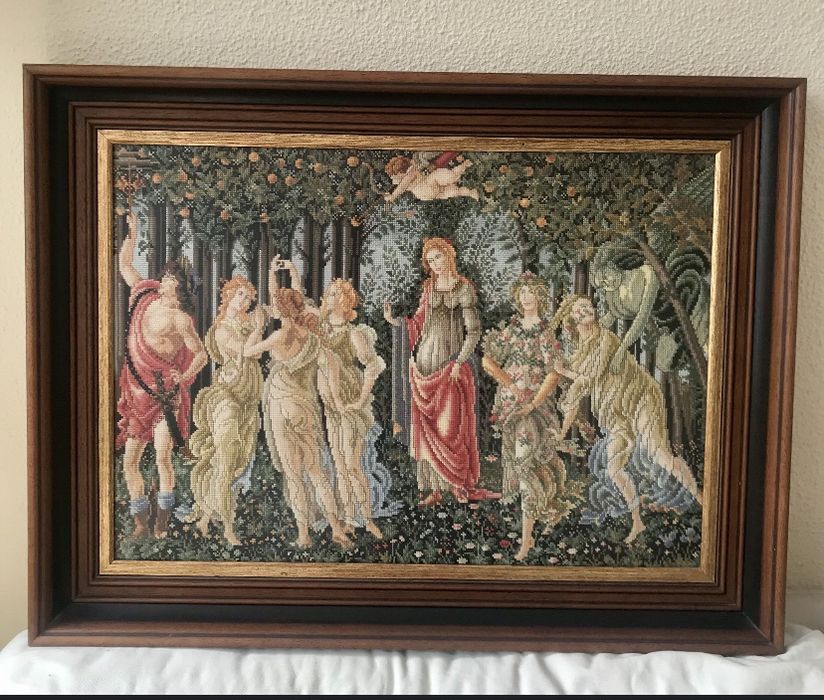 Quadro bordado a ponto cruz uma autentica obra de arte inclui moldura