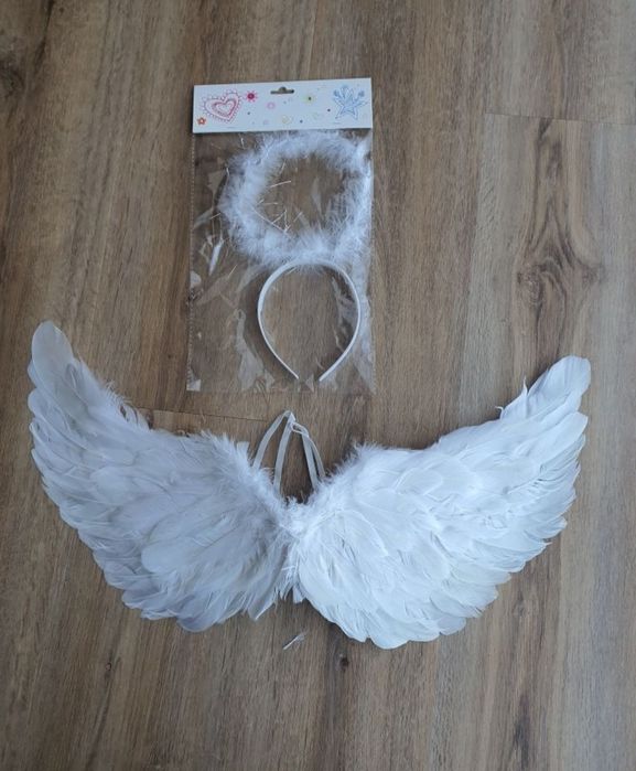 Strój aniołek Skrzydła aureola zestaw