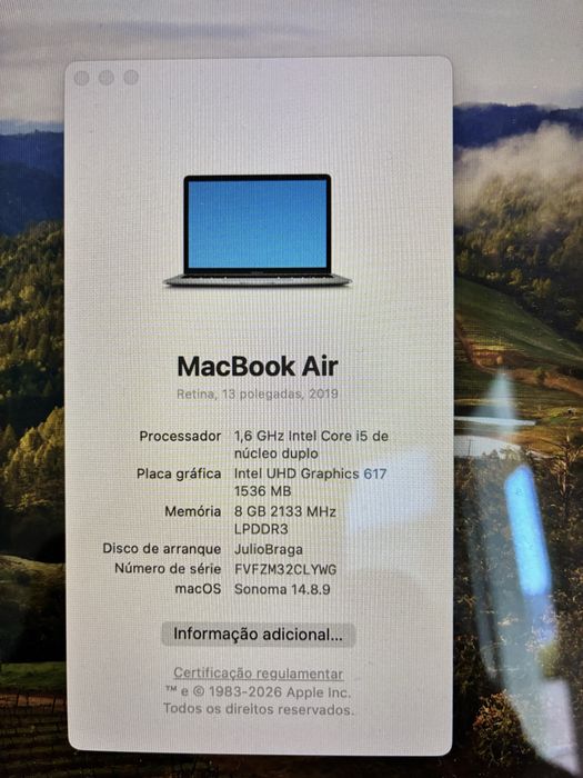 Macbook Air 2019, 13 polegadas , retina