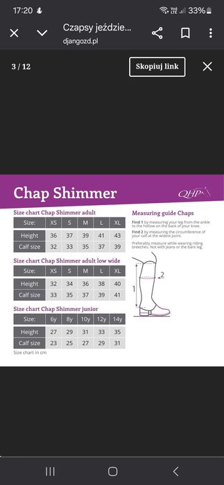 Czapsy/ sztyply jeździeckie rozmiar S