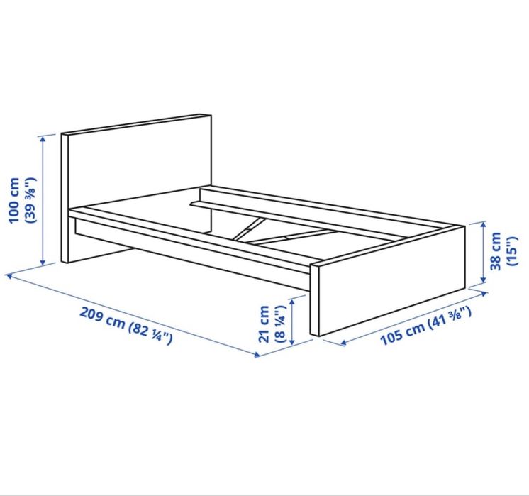Vendo cama, estrado e colchão - MALM IKEA  Preto/Castanho