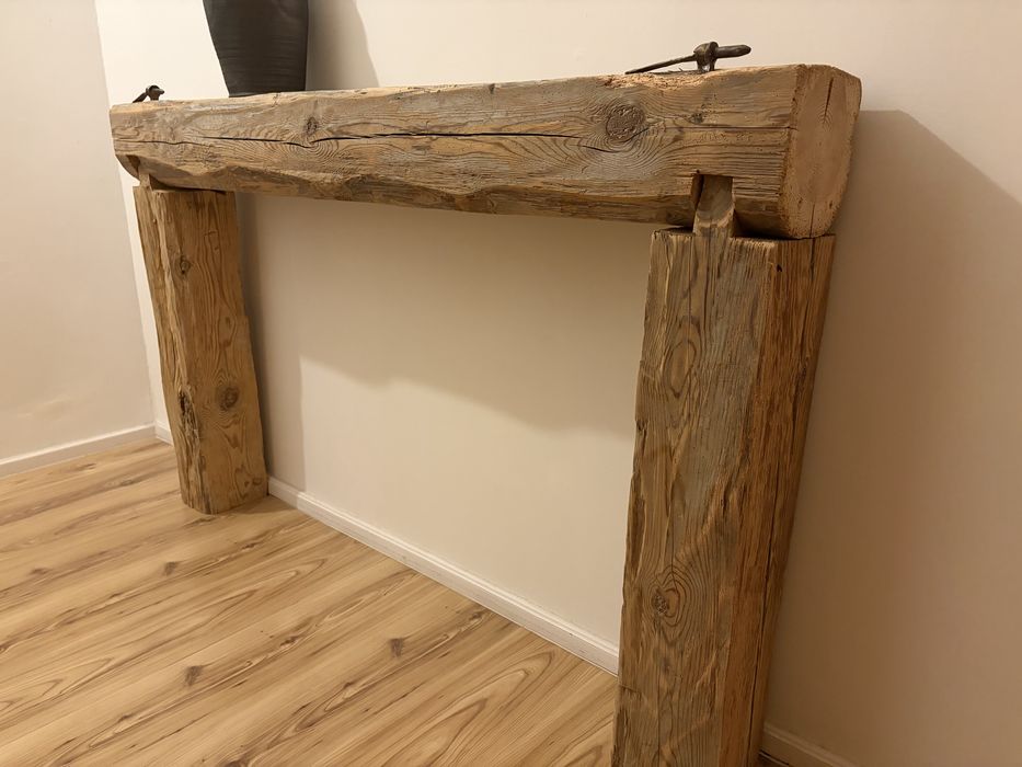 Konsola drewniana półka LOFT vintage RETRO stare okucia okno