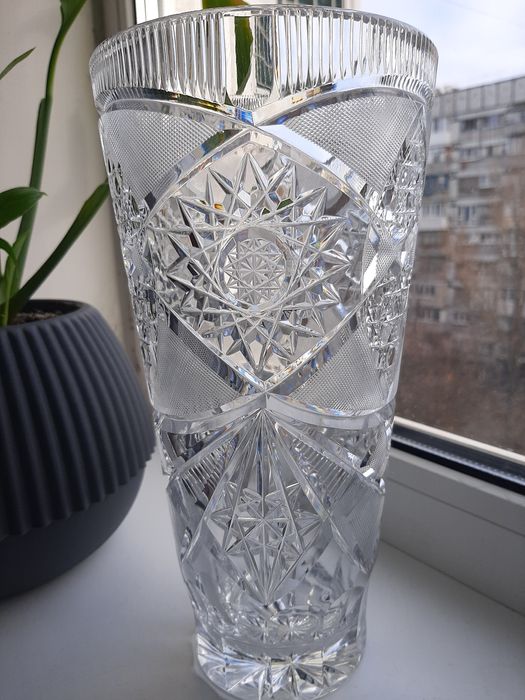 Ваза высокая хрустальная Богемия