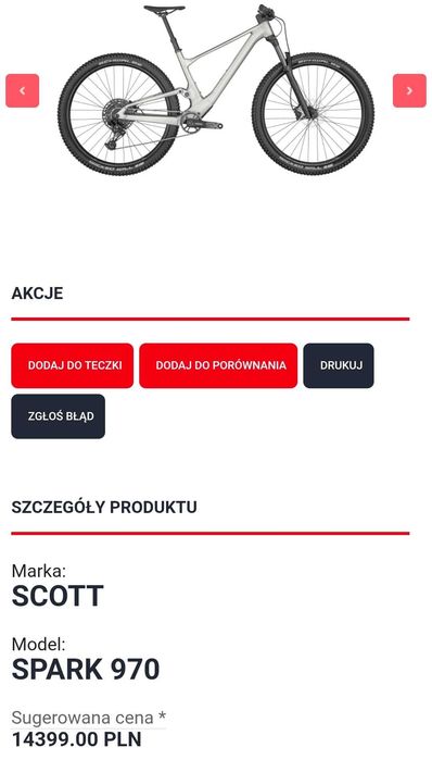 Igła! Scott Spark 970  Rama L Koła 29 cali