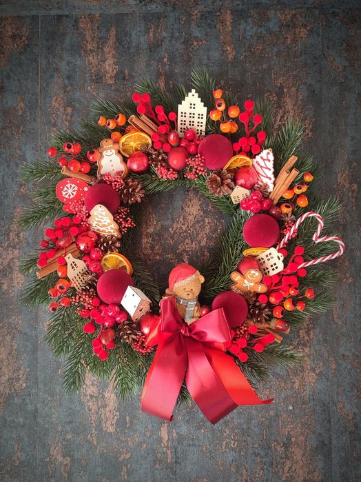 Wianek świąteczny - Miś w Świątecznym Miasteczku