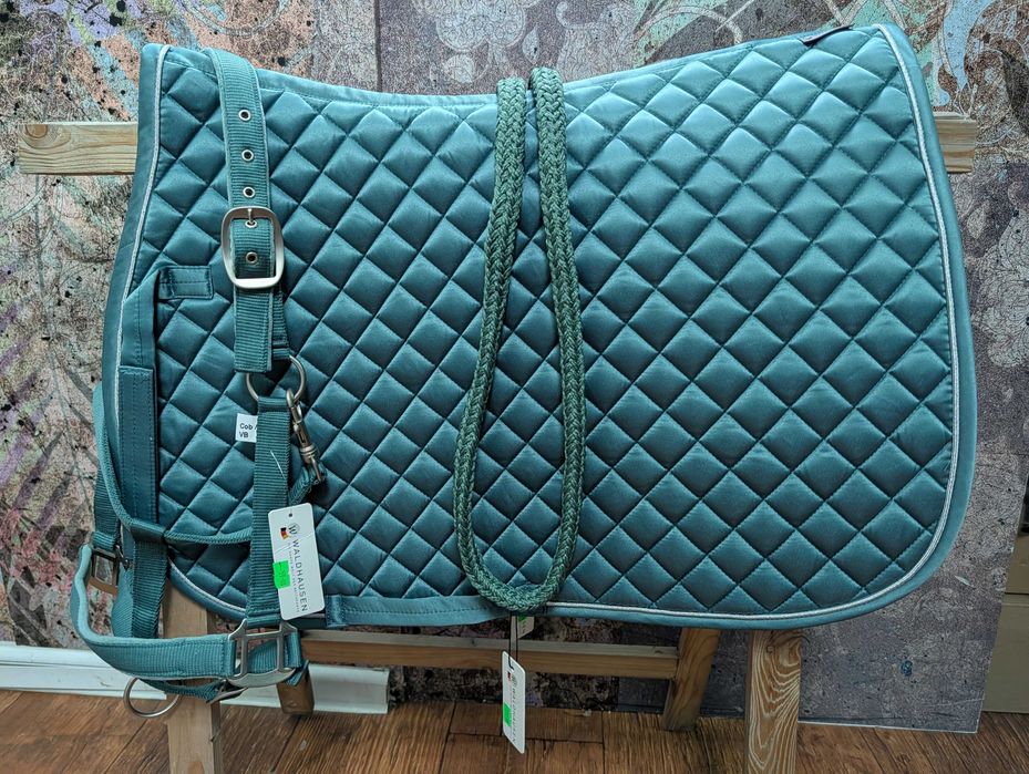 Komplet dla konia pine green czaprak kantar i uwiąz COB/FULL