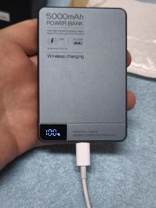 Carregador Magnético Qi 2 Sem Fio PD20W Super Rápido para Powerbank Magsafe para iPhone, Apple Watch, Samsung, Xiaomi