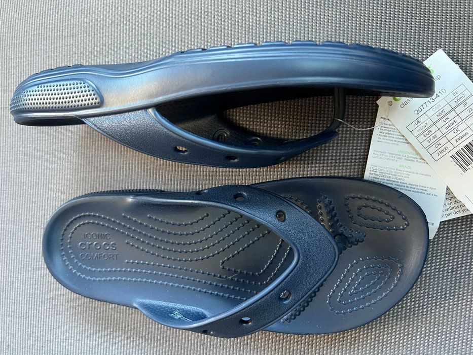 crocs flip japonki w9 roz 39/40 wkładka 25,5 cm granatowe
