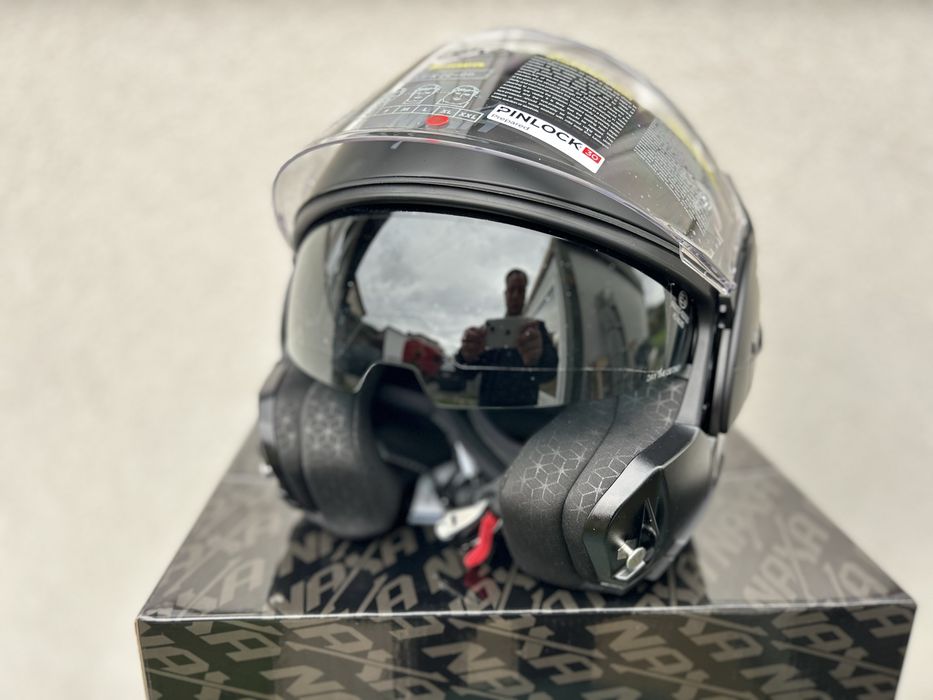Kask motocyklowy modulowy NAXA rozmiar XL 61-62cm, czarny, Szczekowy!