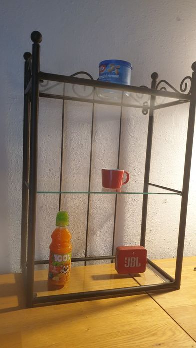 Szafka, półki, metal i szklo 2 szt