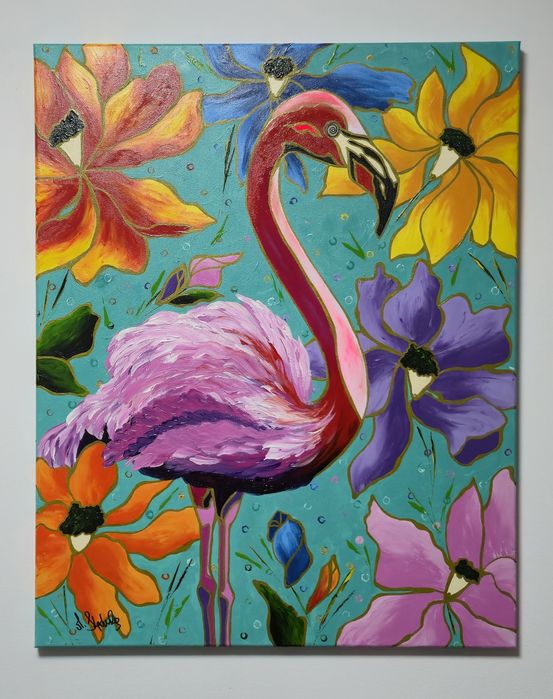 Obraz ŻYRAFA 80 x 100 cm. Obraz ręcznie malowany na płótnie.