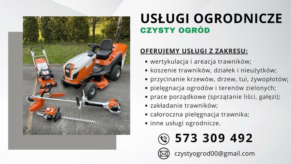Wycinka i sprzątanie działek, usługi ogrodnicze,koszenie trawy