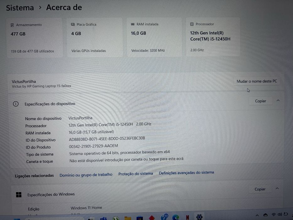Vendo pc gamer HP Victus 15