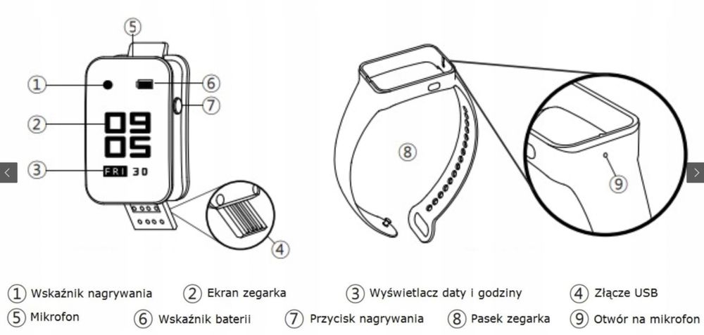 Dyktafon E-Sonic SR-600 - watch - zegarek - Memoq najlepszy podsłuch