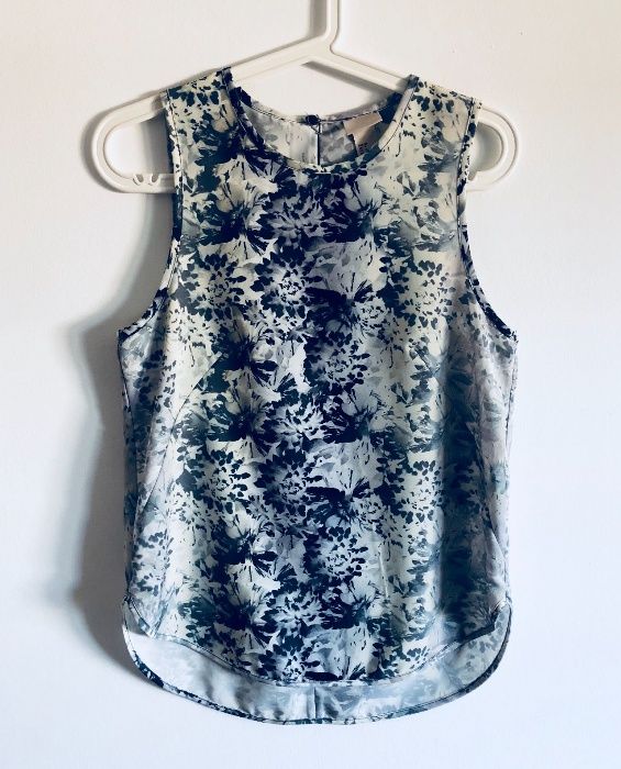 H&M trend bluzka w kwiaty odcienie szarości rozm. 34/XS
