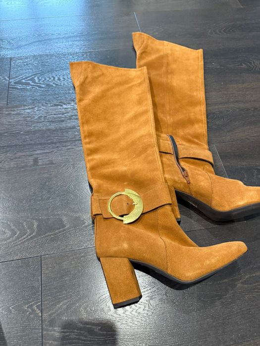 PINKO OKAZJA. Oryginalne kozaczki zamszowe.