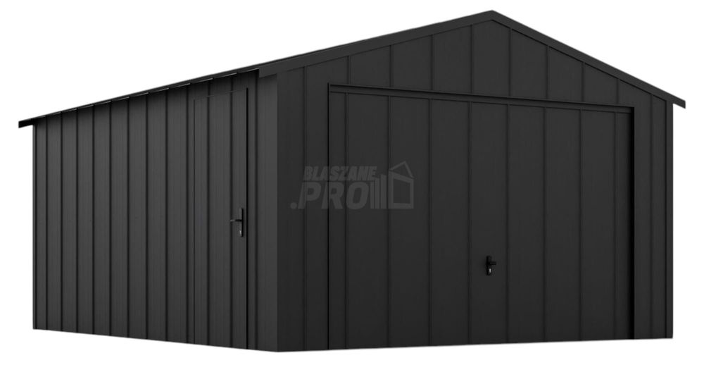 Garaż blaszany 4x5m - brama uchylna blacha na rąbek  dwuspadowy GP636