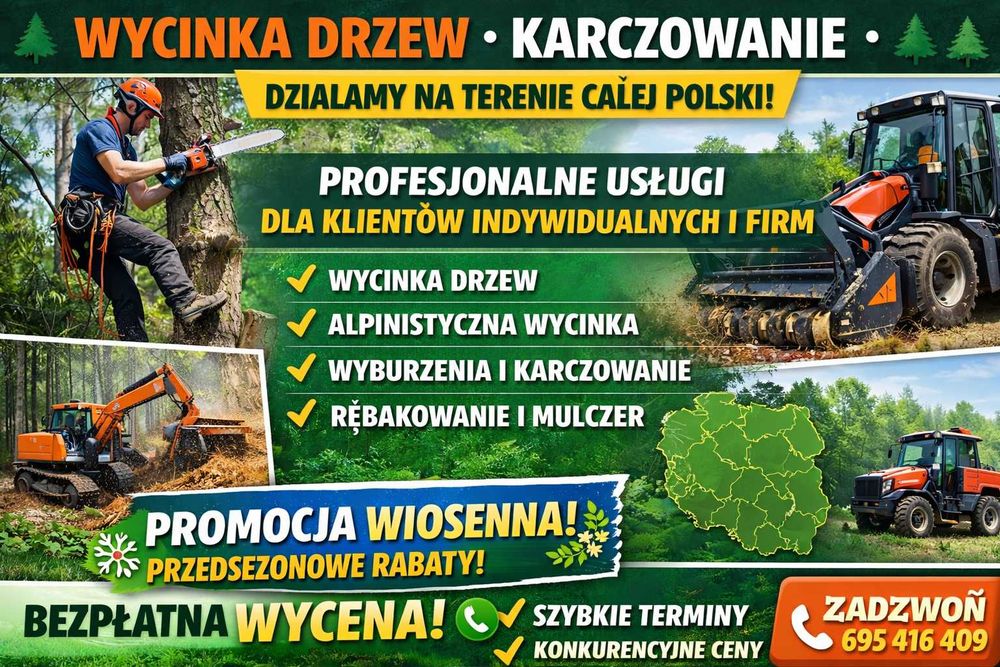 Wycinka drzew, karczowanie działek, alpinistyczna wycinka drzew!