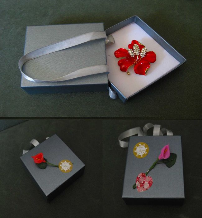 Alfinete / Broche / Pregadeira Lirio Vermelho NOVO