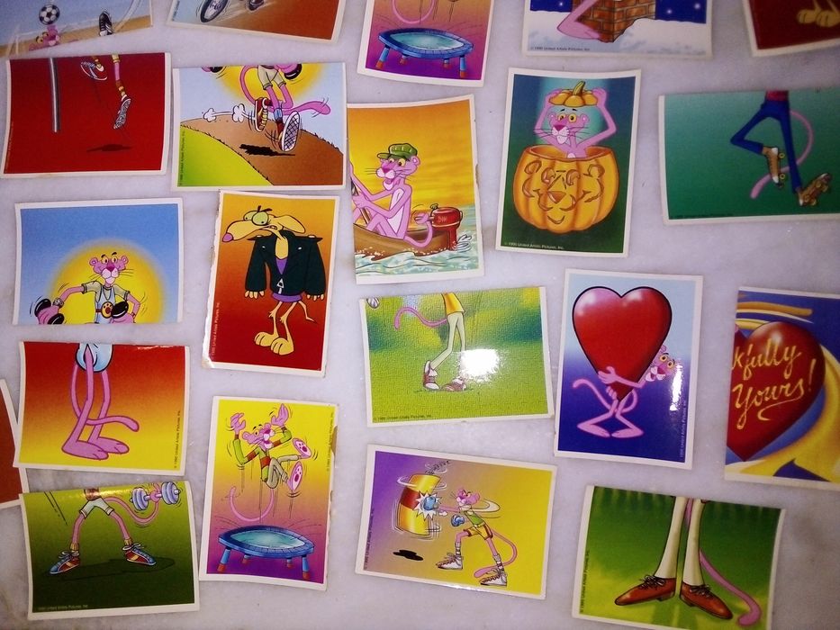Conjunto de 48 Cromos Antigos Pink Panther