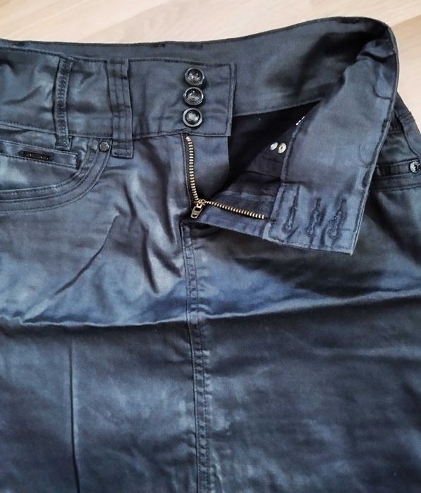 mini spódniczka z wysokim stanem S woskowana skórzana goth elastyczna