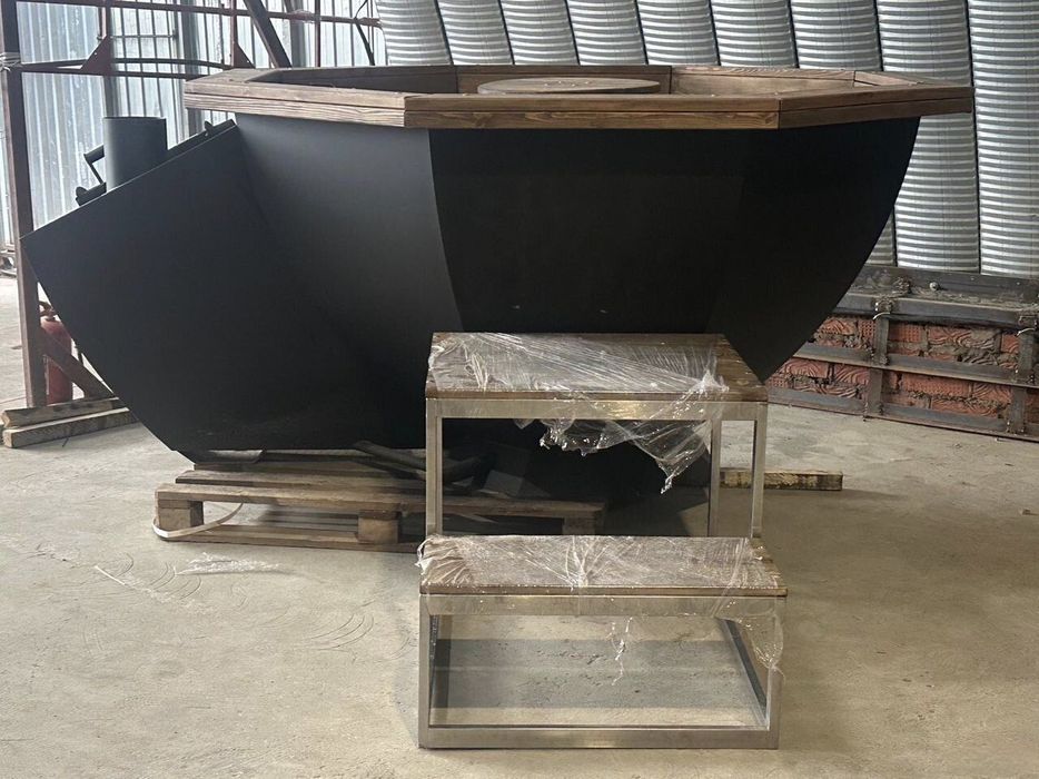 Банный чан c боковoй печкoй , водяная рубашкa, 9 теплoобмeнникoв.