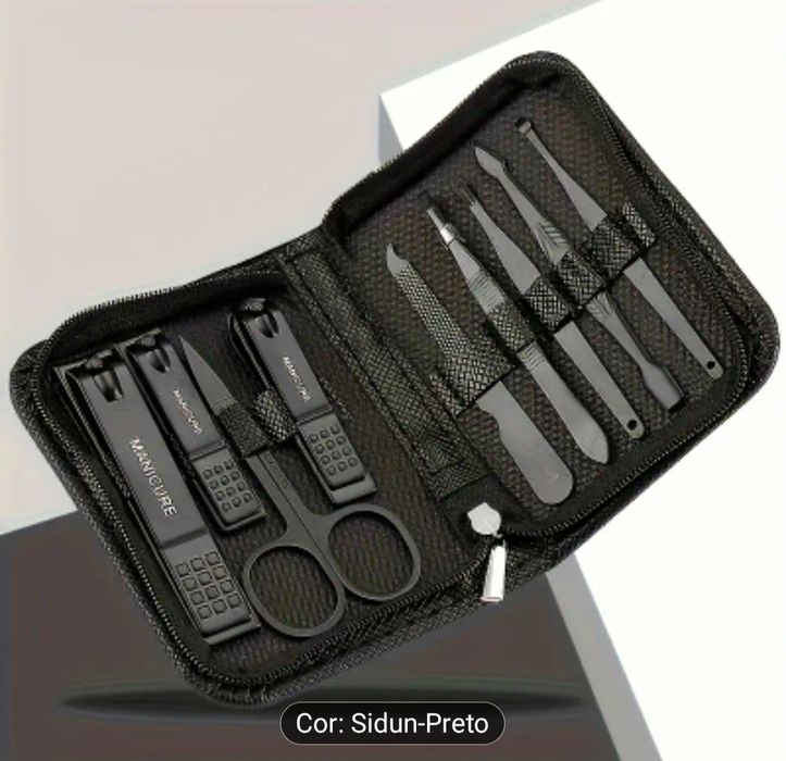 Kit de Manicure Profissional de 9 Peças com Estojo de Viagem