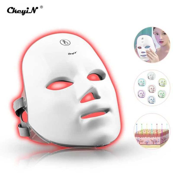 Maska LED terapia fotonowa światłem odmładzanie twarzy 7w1