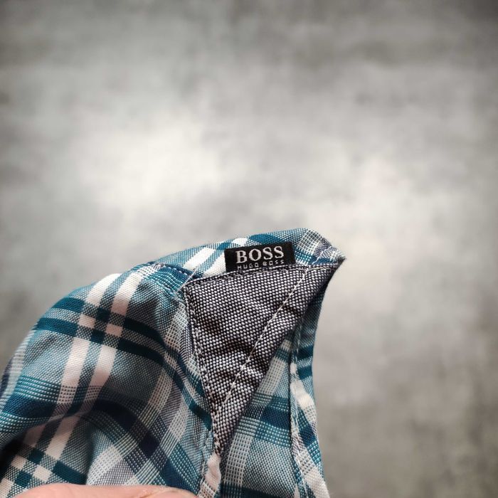 MĘSKA Elegancka PREMIUM Koszula Bawełna Kratka Hugo Boss Regular Logo