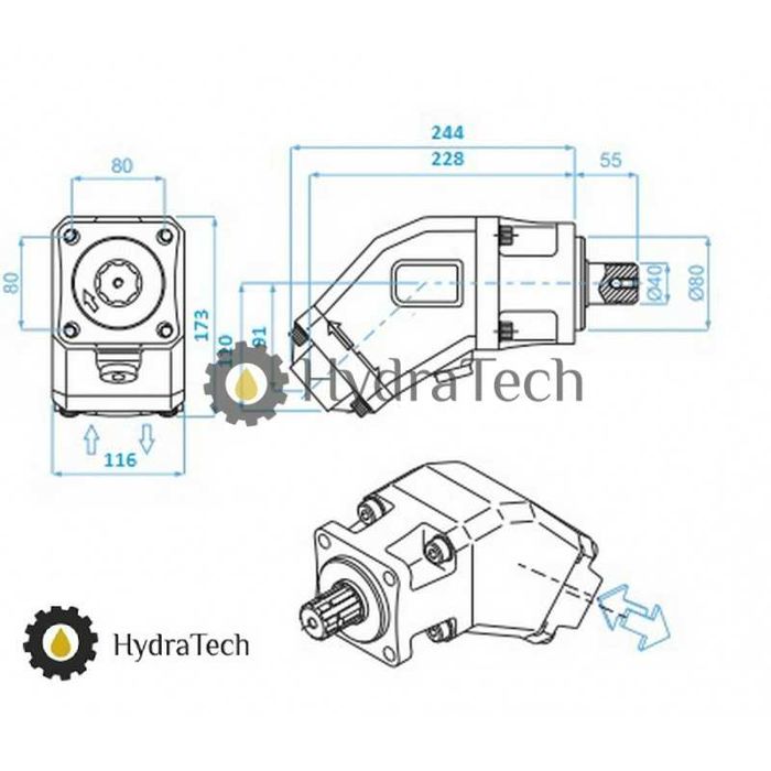 Гідравлічний плунжерний насос HYVA 80 л. ISO (4 шпильки)