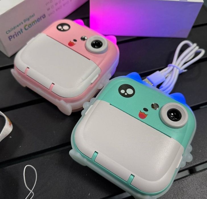 Детский Цифровой Фотоаппарат Котик с мгновенной термопечатью играми се