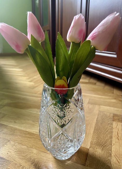 Piękny wazon kryształowy, Kryształ, Wazony, Vintage