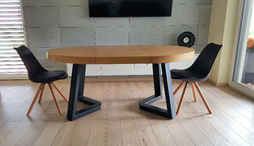 Nowoczesny stół dębowy okrągły rozkładany Loft 1  Dostępny od ręki !!!